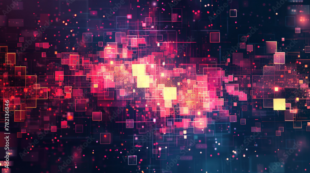 A colorful, abstract image of squares and circles in various shades of red A colorful, abstract image of squares and circles in various shades of red