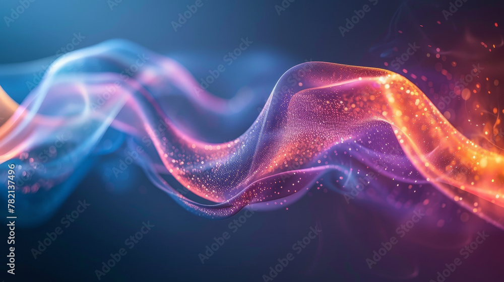 Fototapeta premium A colorful wave of light with a blue and red section