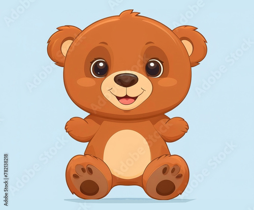 . Cute brown bear Teddy  illustration vector isolated on white background.