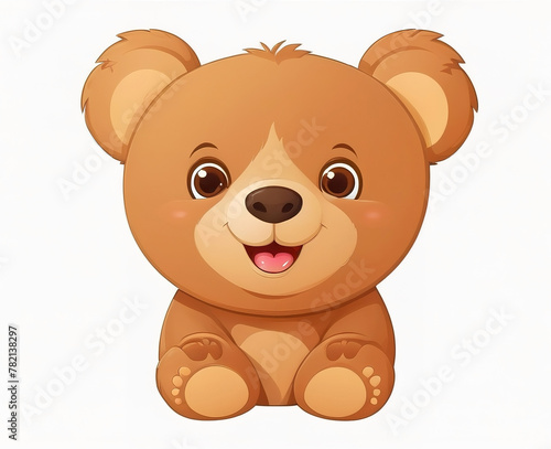 Teddy bear. Cute brown bear  illustration vector isolated on white background.