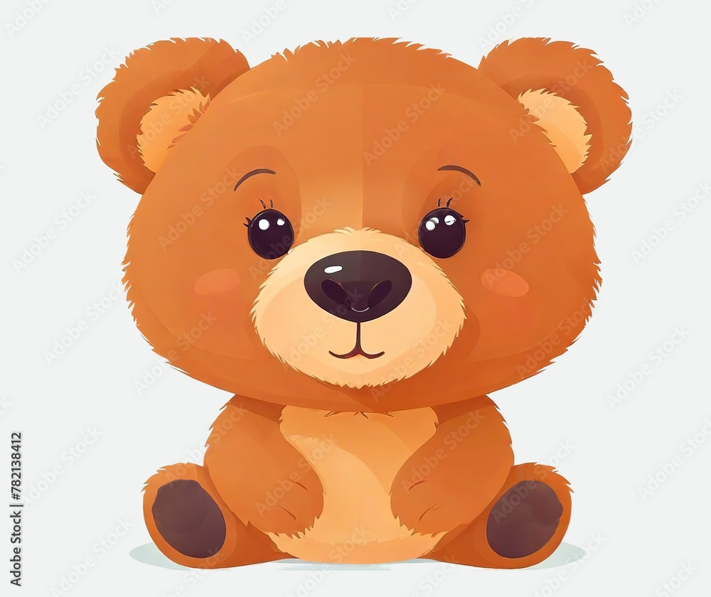Fototapeta premium Teddy bear, cute, brown bear, wild animal, illustration isolated on white background.