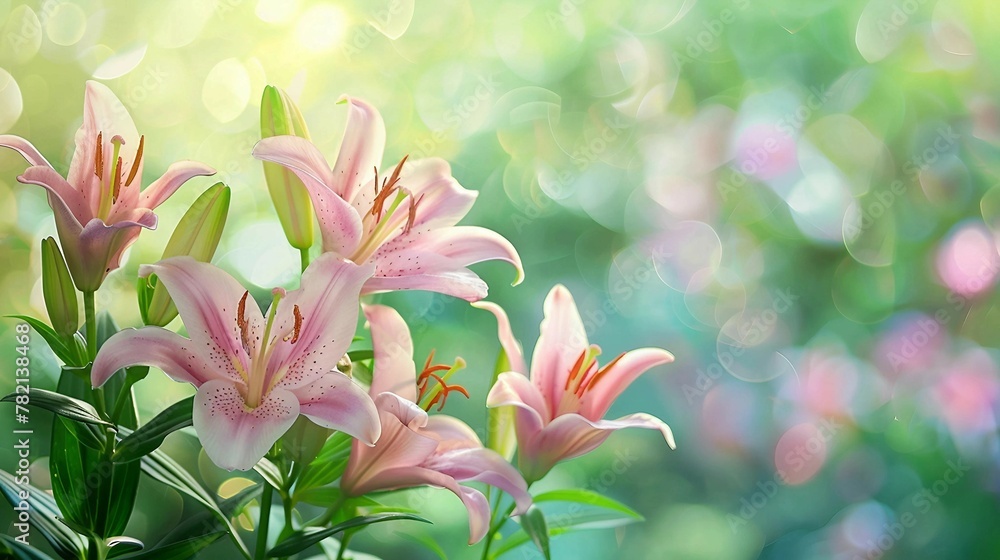 Fototapeta premium Nature background with lily flowers