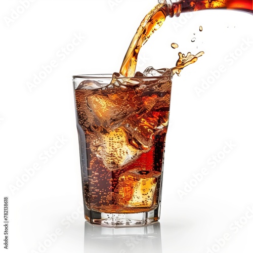 soft drink being poured into glass 