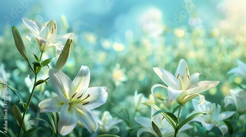 Nature background with lily flowers