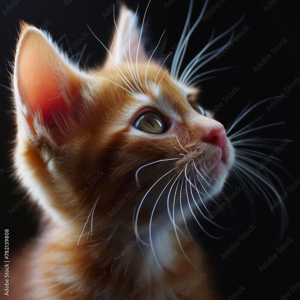Closeup portrait of a lovely orange kitten.