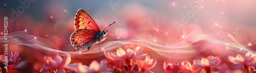Butterfly in pink colour, a delicate flutter on spring breeze