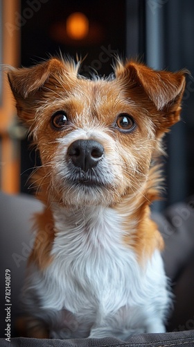 Terrier mix Jack Russell, alert and sprightly, full of energy