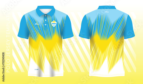 blue yellow polo sport shirt sublimation jersey template