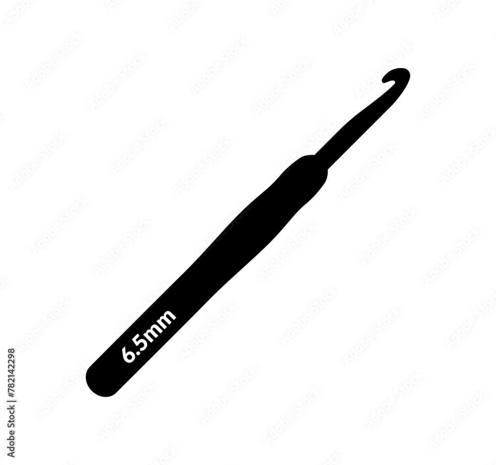 Crochet hook illustration. Vector black silhouette. Crochet hook illustration. Vector black silhouette.