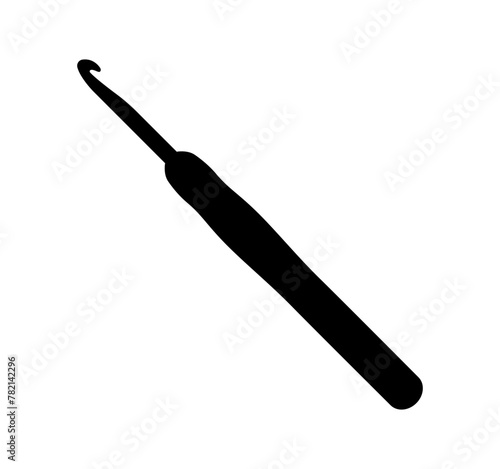 Crochet hook illustration, icon. Vector black silhouette.