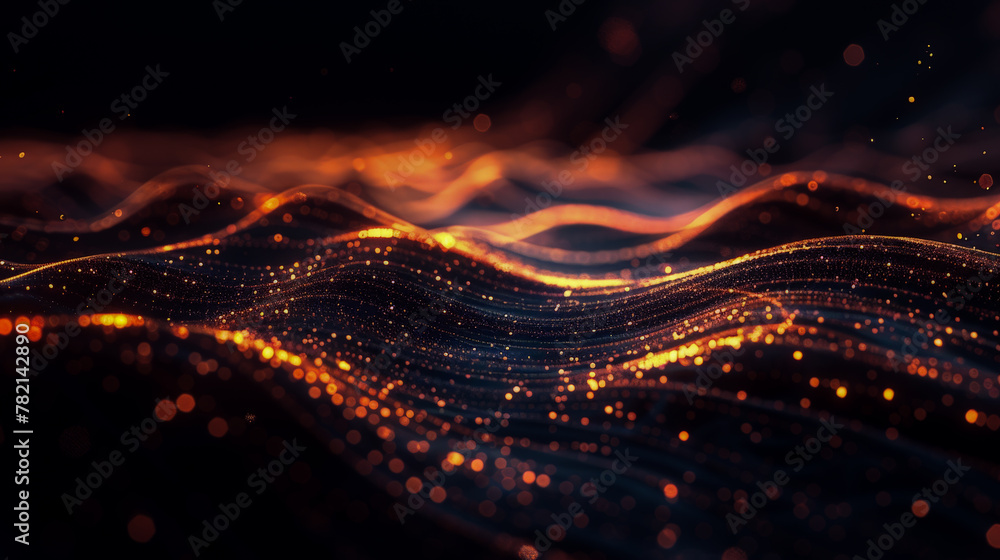 A black and orange wave with a lot of sparkles A black and orange wave with a lot of sparkles