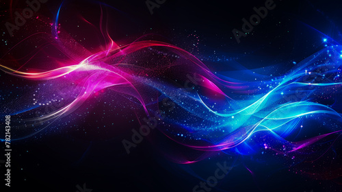 A colorful wave of light with blue and red streaks
