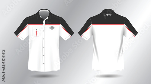 short sleeve work shirt design vector mockup template