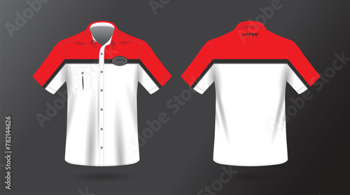 short sleeve work shirt design vector mockup template