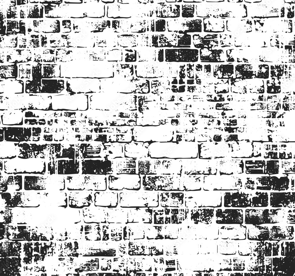 Black and white brick wall with a weathered texture Black and white brick wall with a weathered texture