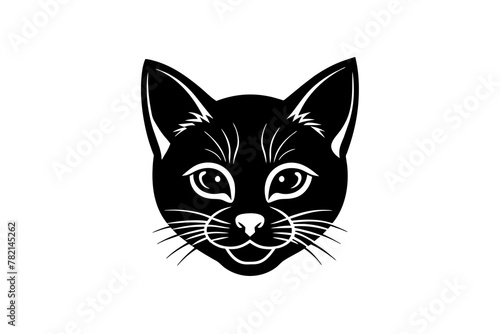 cat head silhouette vector art illustration