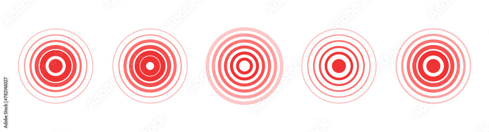 Red target radar scan sonar sound circle spiral illustration vector