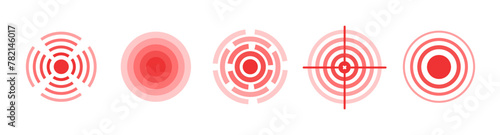 Circle sonar sound red radar signal illustration vector