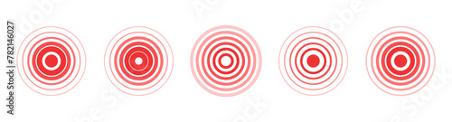 Red target radar scan sonar sound circle spiral illustration vector