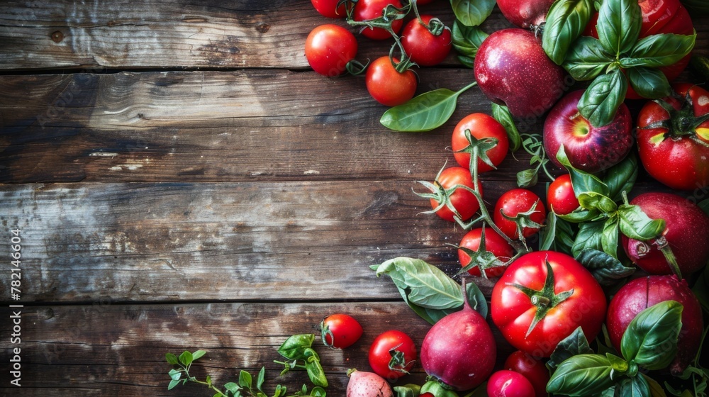 Bunch of Tomatoes on Wooden Table Bunch of Tomatoes on Wooden Table