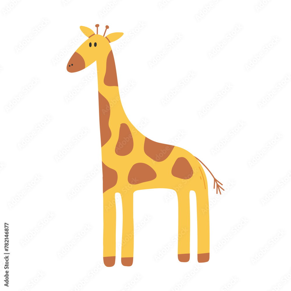 Cute giraffe isolated on white background. Vector illustration of hand drawn giraffe.