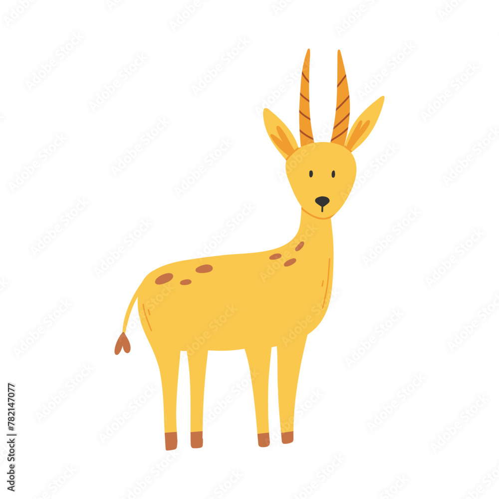 Cute antelope isolated on white background. Vector illustration of an African goat. Cute antelope isolated on white background. Vector illustration of an African goat.