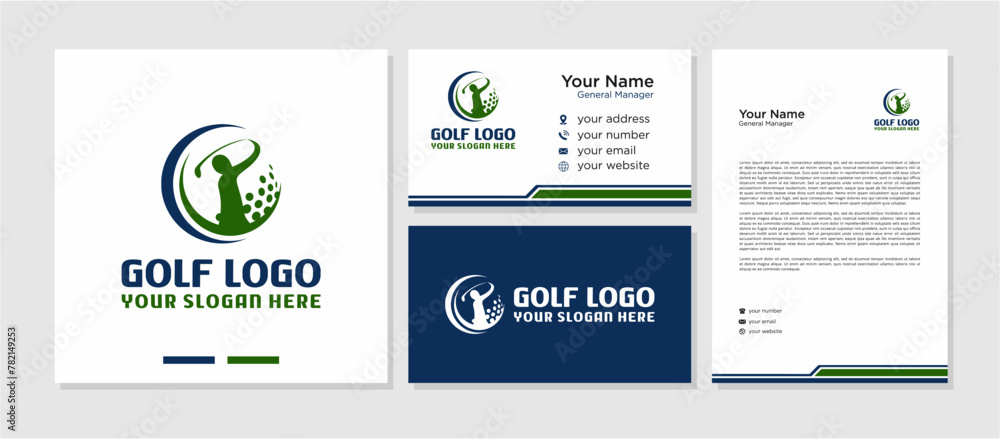 Modern Golf Logo Vector Element , Sport Golf Logo Vector , Business Card and Letterhead