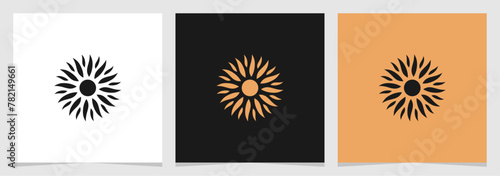 Sun Aesthetic Vector Logo Element , Minimalist Sunset or Sunrise Vector Logo