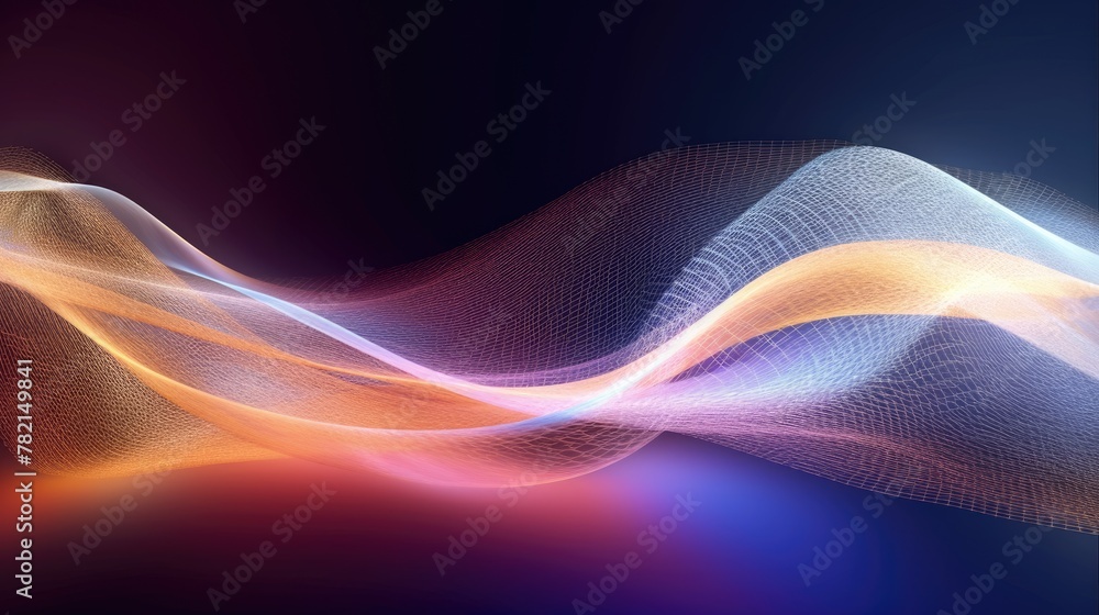 Abstract colorful wavy flowing lines on a black background.