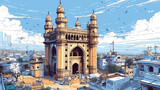 Sketch of Charminar Hyderabad Telangana India in ve
