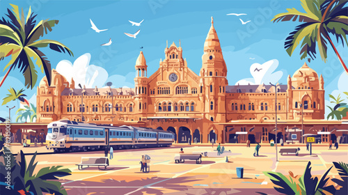 Sketch of Chatrapati shivaji terminus railway stati photo