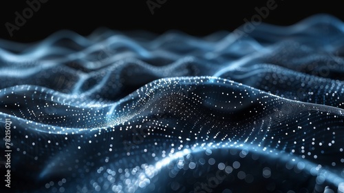 An abstract background with a dynamic wave. 3D rendering of a wave of particles. © Zaleman