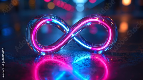 The infinity metaverse symbol in neon. An illustration in 3D