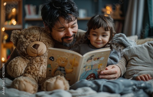 A father reading a bedtime ...