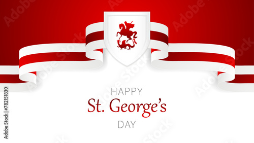 Happy St George Day background!England national day, bent waving ribbons in the colors of the England national flag.