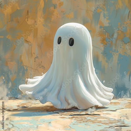 Cartoon ghost, a friendly spook floating in ethereal mischief