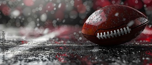 Gridiron Showdown: Rain-soaked Kickoff Anticipation. Concept Football, Outdoor, Rain, Kickoff, Competition