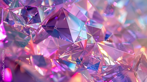 Crystal abstract background, iridescent texture, faceted gem. 3D rendering...