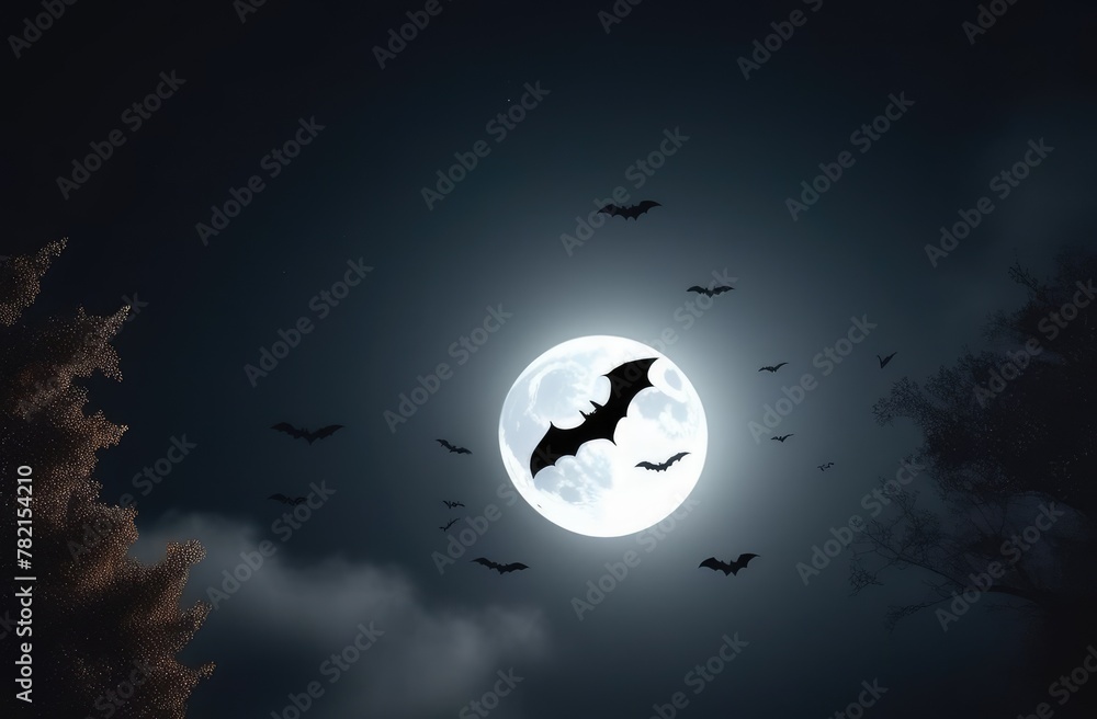 Halloween night with creepy bats, Halloween background.