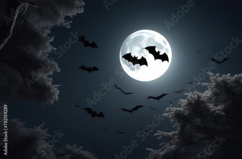 Halloween night with creepy bats, Halloween background.