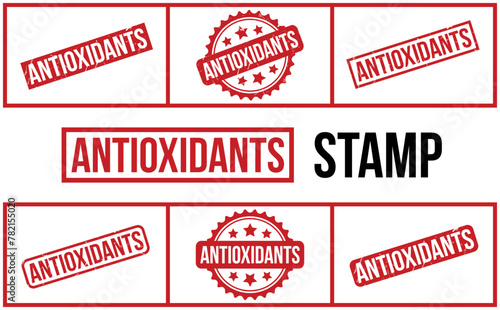 Antioxidants Rubber Stamp Set Vector