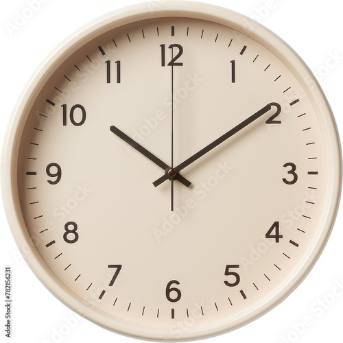 beige classic clock isolated on white or transparent background,transparency