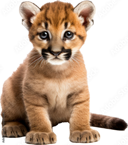 puma cub isolated on white or transparent background,transparency