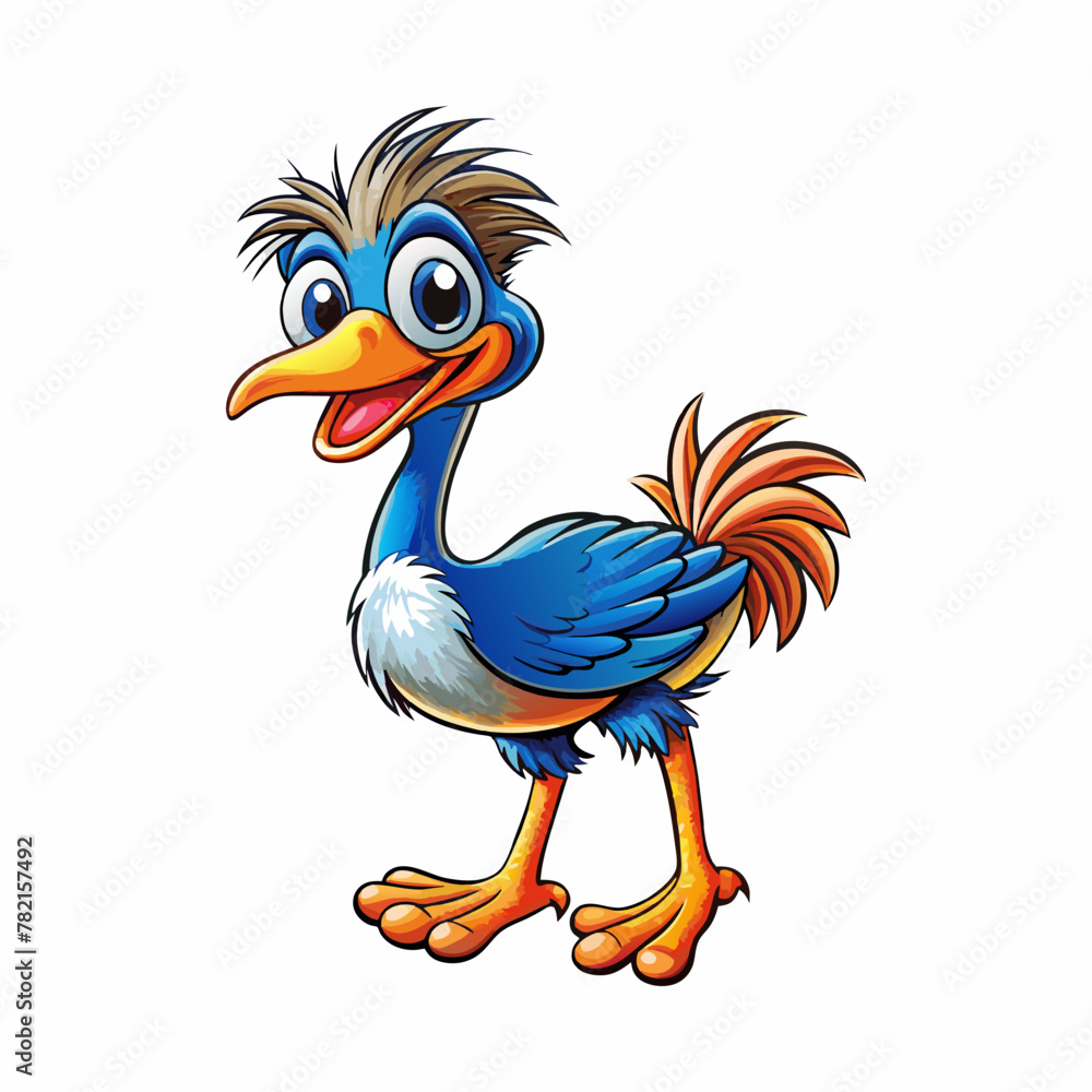 A Cartoon Style Funny Ostrich. Best for Story Book and T-Shirt Design A Cartoon Style Funny Ostrich. Best for Story Book and T-Shirt Design