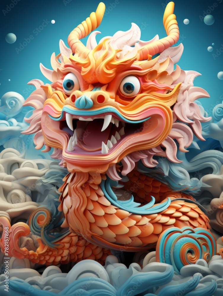 Cute Colorful Chinese Dragon
