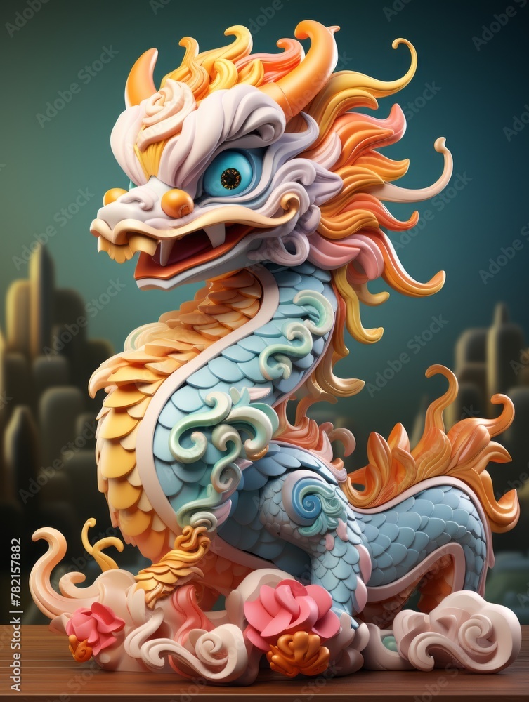 Cute Colorful Chinese Dragon Cute Colorful Chinese Dragon