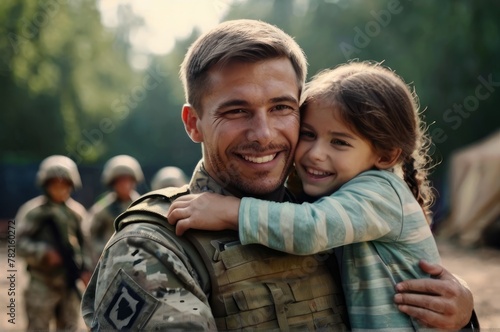 A soldier hugs his daughter © Dreamworldscape