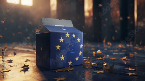 2024 European Union elections concept with European flag on background. photo