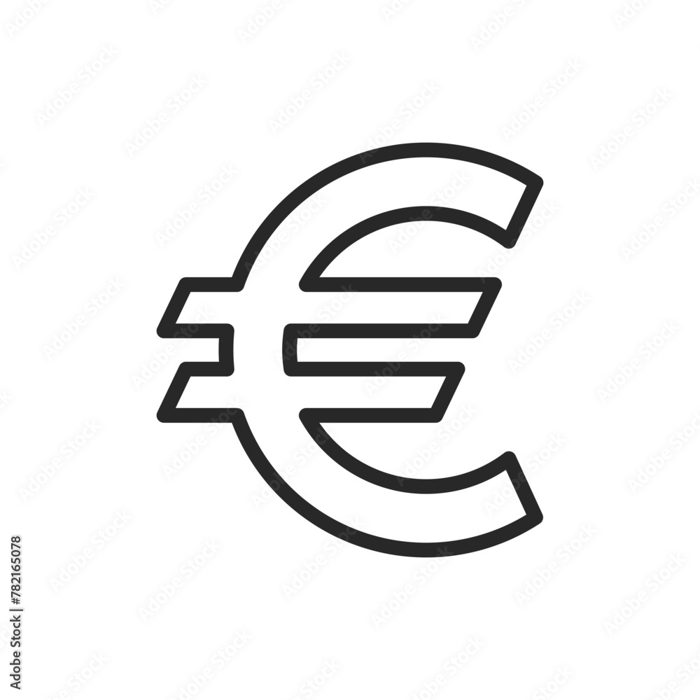 Euro Sign Icon. Linear Pictogram of the Currency Used in European Union Member States. Euro Sign Icon. Linear Pictogram of the Currency Used in European Union Member States.