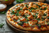 Delicious Chicken Spinach Pizza on Rustic Wooden Table